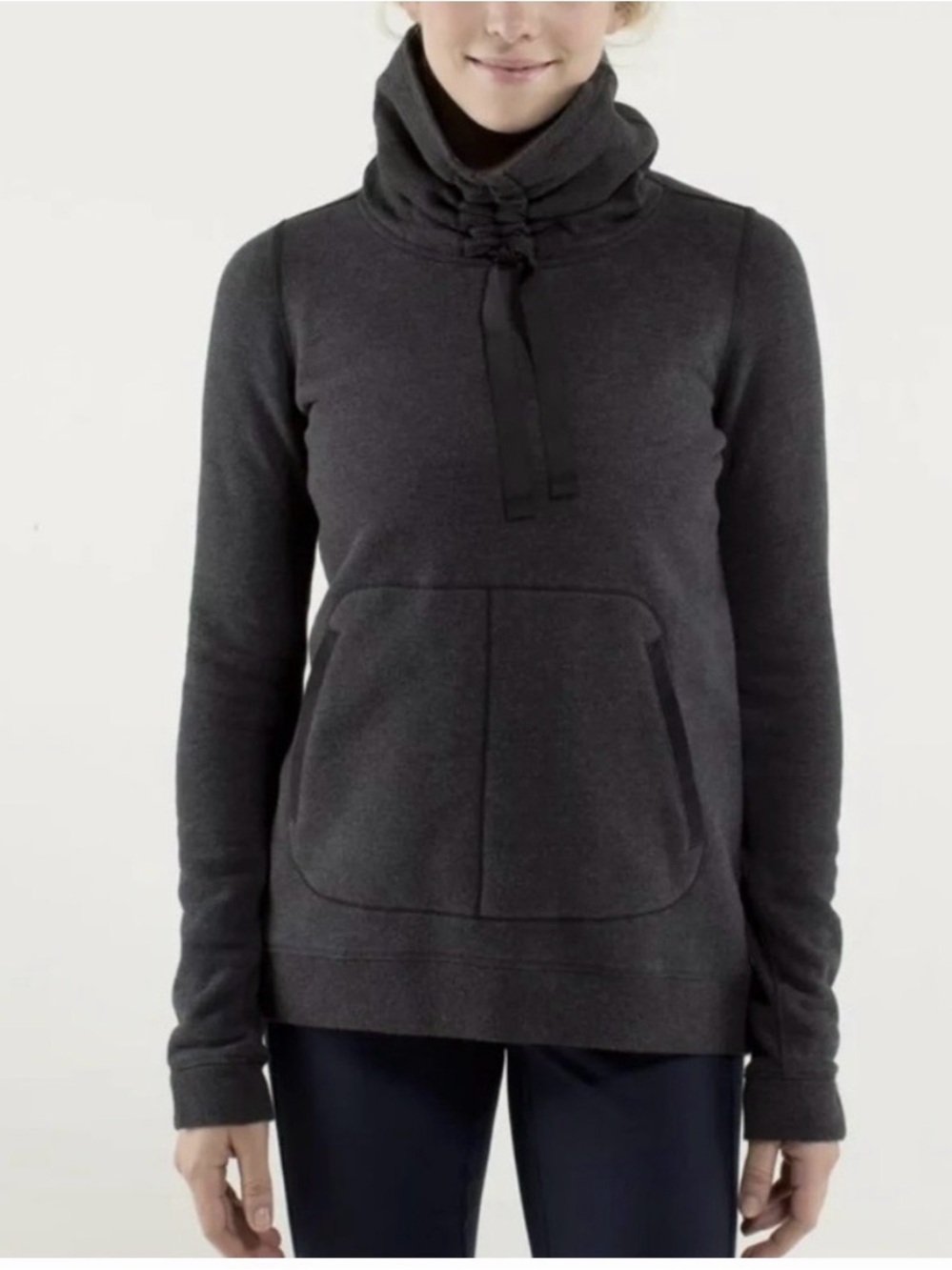 Lululemon Avenue Charcoal Gray Pullover Hoodie with High Funnel Neck